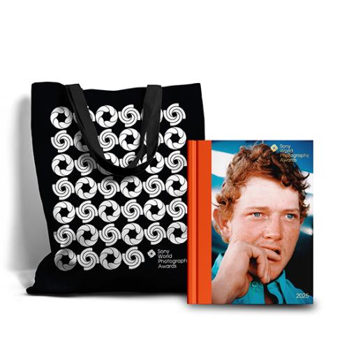 Black tote bag and book